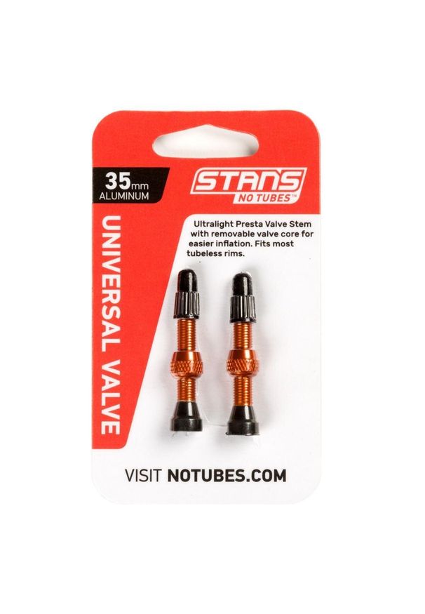 STAN'S NO TUBES - Zawór aluminiowy do felg Stans Universal, Presta (x2). Kolor: pomarańczowy. Sport: kolarstwo