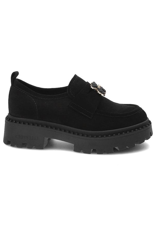 CheBello - Czarne Półbuty Chebello Damskie Eleganckie Obuwie. Okazja: na spotkanie biznesowe. Kolor: czarny. Materiał: skóra, zamsz. Szerokość cholewki: normalna. Styl: elegancki