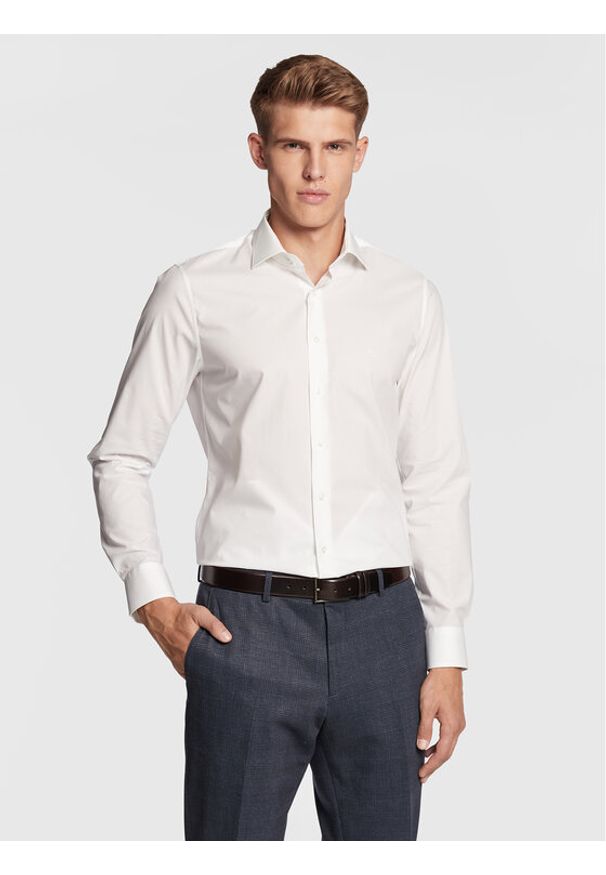 Michael Kors Koszula MD0MD90425 Biały Slim Fit. Kolor: biały. Materiał: bawełna