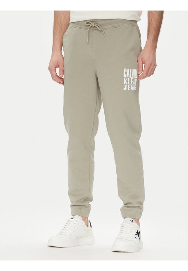 Calvin Klein Jeans Spodnie dresowe Painted J30J327535 Zielony Regular Fit. Kolor: zielony. Materiał: bawełna