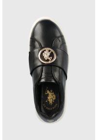 U.S. Polo Assn. sneakersy skórzane kolor czarny. Nosek buta: okrągły. Kolor: czarny. Materiał: skóra. Obcas: na platformie