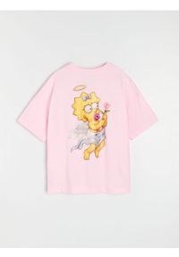 Sinsay - Bawełniana koszulka z nadrukiem The Simpsons - różowy. Kolor: różowy. Materiał: bawełna. Wzór: nadruk #1