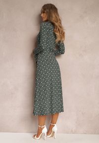 Renee - Zielona Koszulowa Sukienka Maxi z Rozszerzanym Dołem i Paskiem Marylise. Kolor: zielony. Materiał: wiskoza, materiał, tkanina. Długość rękawa: długi rękaw. Typ sukienki: koszulowe. Długość: maxi #2