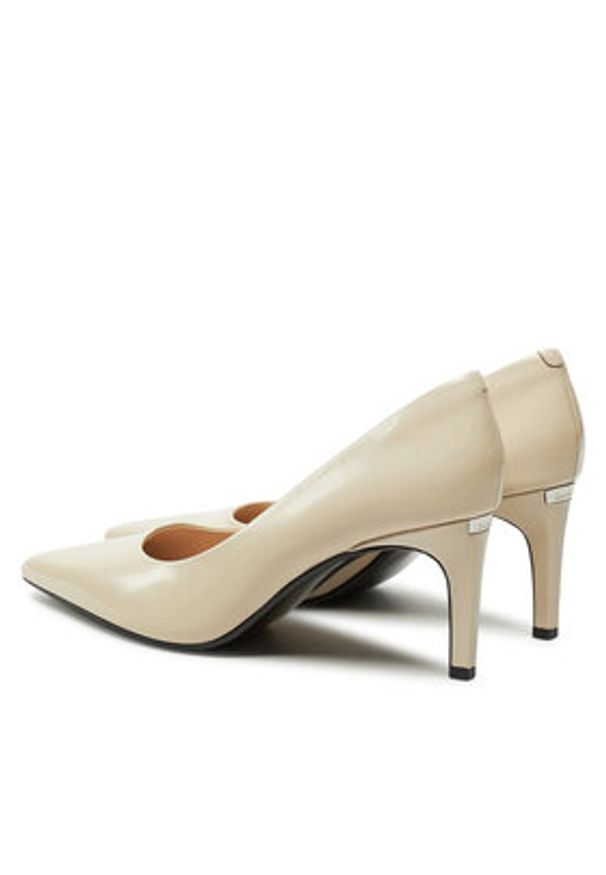 Calvin Klein Szpilki Heel Pump 70 - Brush L HW0HW02446 Beżowy. Kolor: beżowy. Materiał: skóra. Obcas: na szpilce