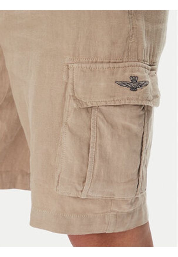 Aeronautica Militare Szorty materiałowe 251BE254CT3508 Beżowy Regular Fit. Kolor: beżowy. Materiał: len