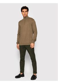 Selected Homme Sweter Berg 16074687 Brązowy Regular Fit. Kolor: brązowy. Materiał: bawełna