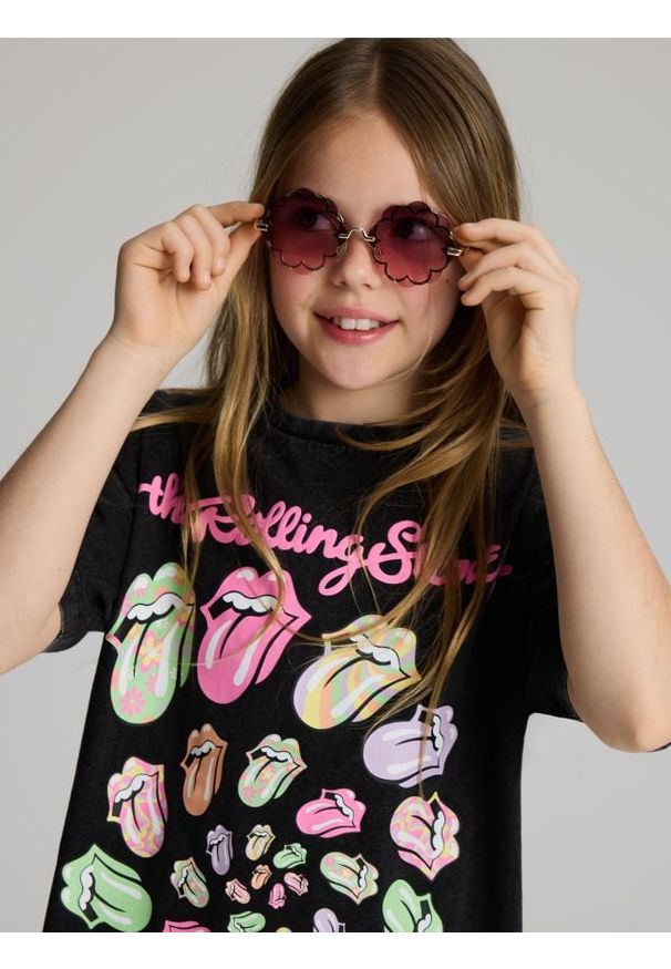 Reserved - Bawełniany t-shirt The Rolling Stones - ciemnoszary. Kolor: szary. Materiał: bawełna