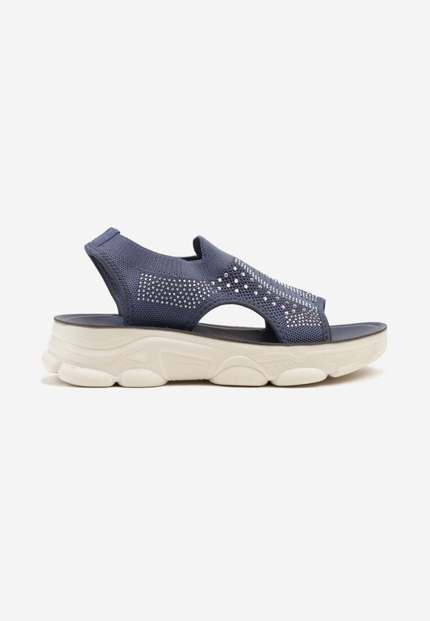 Born2be - Niebieskie Sandały Sportowe z Elastyczną Cholewką na Grubej Podeszwie Lirasette. Okazja: na co dzień, na spacer. Kolor: niebieski. Materiał: jeans. Sezon: lato. Styl: sportowy