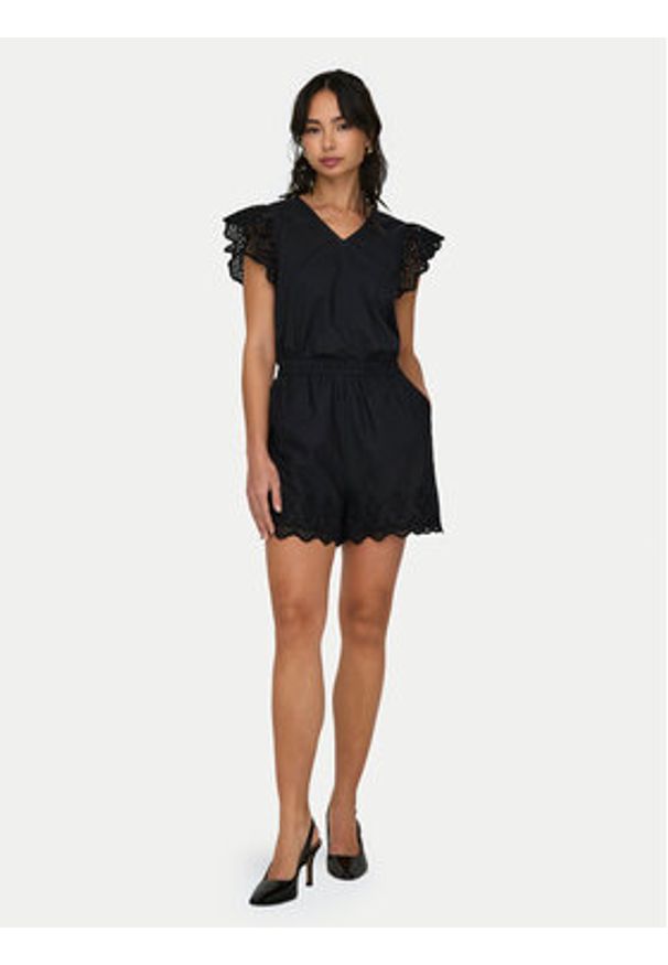 only - ONLY Szorty materiałowe Lou 15313167 Czarny Loose Fit. Kolor: czarny. Materiał: bawełna