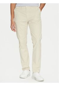 Calvin Klein Chinosy Modern Twill K10K113696 Beżowy Slim Fit. Kolor: beżowy. Materiał: bawełna