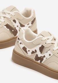 Born2be - Czarno-Białe Sneakersy z Geometrycznym Wzorem Nariale. Okazja: na co dzień. Kolor: czarny. Materiał: jeans. Wzór: geometria #3