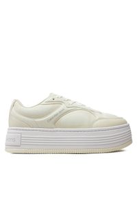 Calvin Klein Jeans Sneakersy Bold Platf Low Lace Mix In Mtl YW0YW01471 Beżowy. Kolor: beżowy. Materiał: skóra