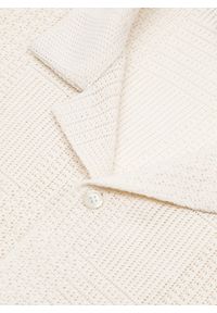 Pako Lorente - PAKO LORENTE - Ażurowa koszula męska z krótkim rękawem ecru. Okazja: na co dzień. Materiał: poliester, bawełna. Długość rękawa: krótki rękaw. Długość: krótkie. Wzór: ażurowy. Sezon: wiosna. Styl: casual #4