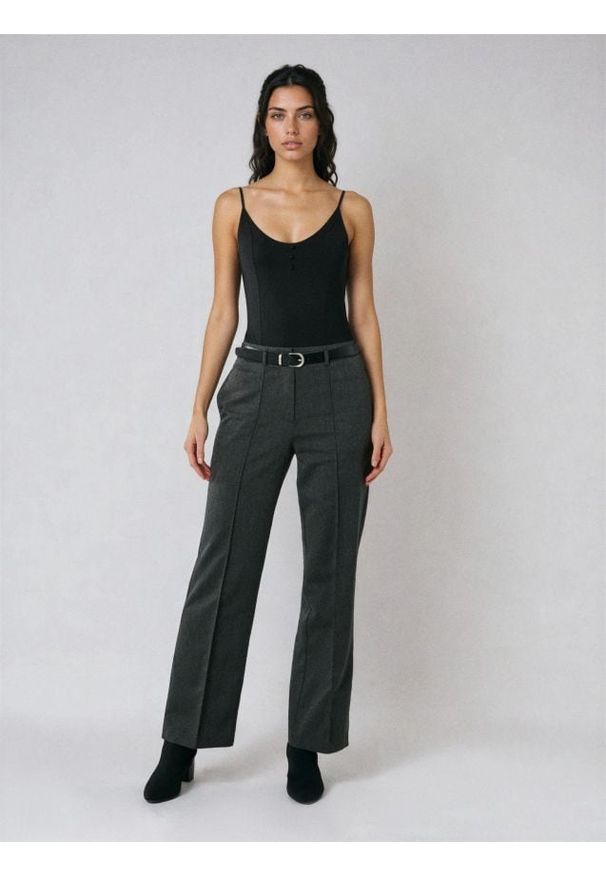 Sinsay - Spodnie z przeszytym kantem - szary. Kolor: szary