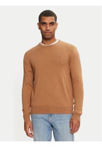 TOMMY HILFIGER - Tommy Hilfiger Sweter MW0MW28046 Brązowy Regular Fit. Kolor: brązowy. Materiał: bawełna