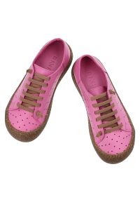 Ravini - Półbuty damskie Revini, ze skóry naturalnej licowej ażurowa cholewka sznurowanie wygodna podeszwa casual, różowe, 1301-1. Okazja: na co dzień. Zapięcie: sznurówki. Kolor: różowy. Materiał: skóra. Szerokość cholewki: normalna. Wzór: ażurowy. Styl: casual #3