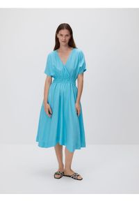 Reserved - Sukienka z lnem - turkusowy. Kolor: turkusowy. Materiał: len #1