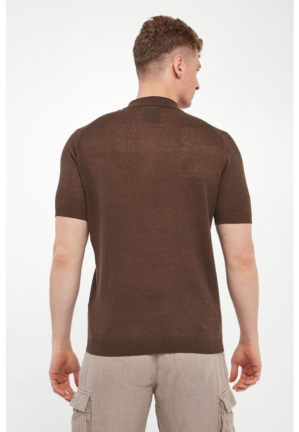 Aeronautica Militare - Polo męskie lniane AERONAUTICA MILITARE. Typ kołnierza: polo. Materiał: len