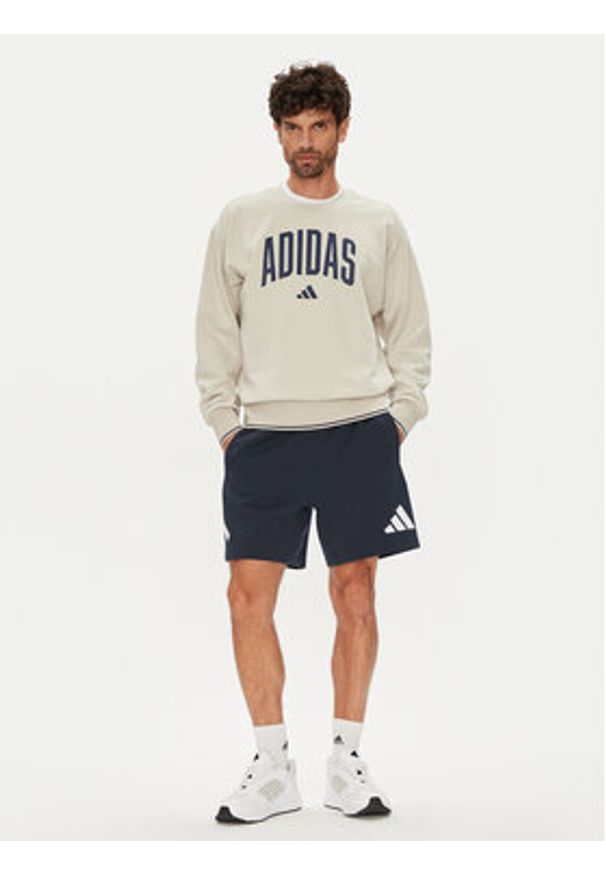 Adidas - adidas Bluza Collegiate JM1732 Beżowy Regular Fit. Kolor: beżowy. Materiał: syntetyk