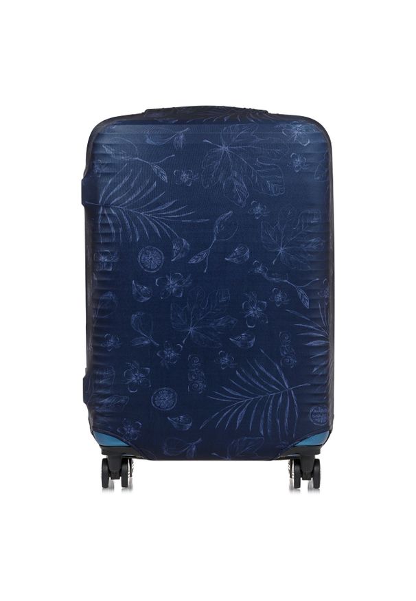 Ochnik - Pokrowiec w kwiaty na średnią walizkę. Kolor: niebieski. Materiał: materiał, poliester. Wzór: kwiaty