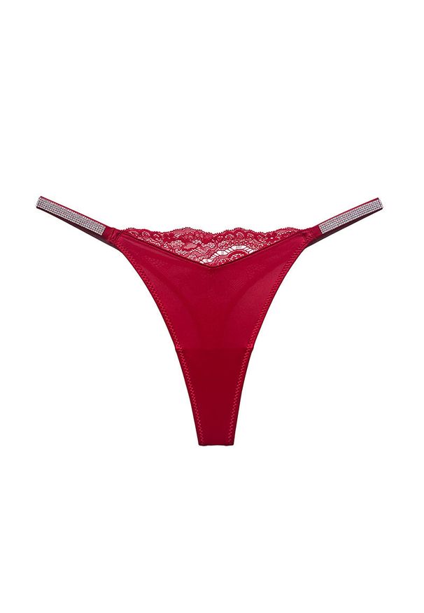 Intica - Majtki z koronką elastyczne do codziennego noszenia Romi. Kolor: czerwony. Materiał: koronka. Wzór: koronka