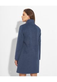 CINZIA ROCCA - Granatowy płaszcz z dodatkiem kaszmiru. Kolor: niebieski. Materiał: kaszmir
