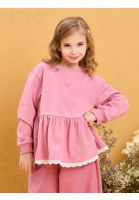 Sinsay - Bawełniana bluza z haftem w kształcie serca - różowy. Kolor: różowy. Materiał: bawełna. Wzór: haft #1