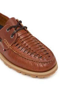 TOMMY HILFIGER - Tommy Hilfiger Półbuty Hilfiger Braided Lth Boat Shoe FM0FM05892 Brązowy. Kolor: brązowy. Materiał: skóra #6