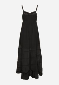 Born2be - Czarna Sukienka z Bawełną na Regulowanych Ramiączkach z Elastyczną Gumką na Plecach Tinathias. Okazja: na spacer, na co dzień. Kolor: czarny. Materiał: bawełna. Długość rękawa: na ramiączkach. Sezon: lato. Typ sukienki: proste. Styl: casual, klasyczny #6