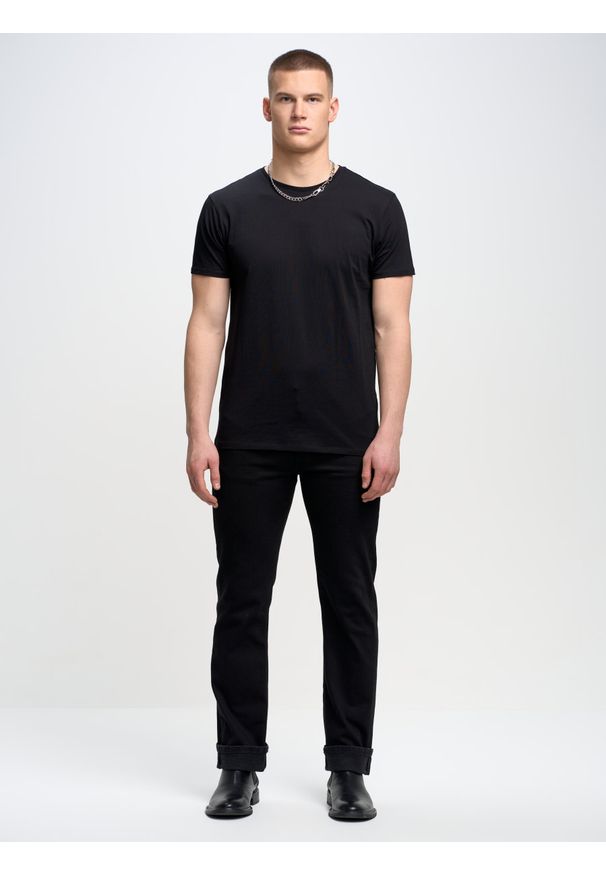 Big-Star - Koszulka męska bawełniana czarna Basic 906. Kolor: czarny. Materiał: bawełna. Wzór: gładki. Sezon: zima. Styl: klasyczny