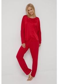 TOMMY HILFIGER - Tommy Hilfiger spodnie piżamowe damskie kolor czerwony. Kolor: czerwony. Materiał: materiał, wiskoza #3