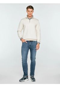 Big-Star - bluza męska ze stójką perłowa marcell 103. Typ kołnierza: kołnierzyk stójkowy. Kolor: kremowy. Materiał: bawełna, dzianina. Styl: klasyczny #2