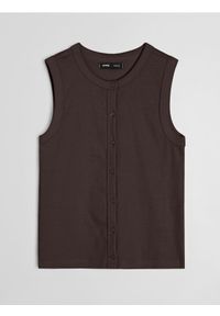 Sinsay - Bawełniana koszulka na ramiączkach - brązowy. Kolor: brązowy. Materiał: bawełna. Długość rękawa: na ramiączkach