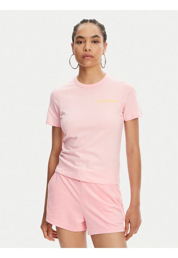 Juicy Couture T-Shirt La Beach JCWCT125319 Różowy Regular Fit. Kolor: różowy. Materiał: bawełna