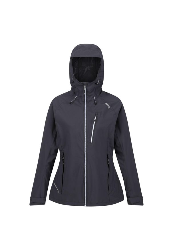 Kurtka przeciwdeszczowa z kapturem damska Regatta Birchdale. Typ kołnierza: kaptur. Kolor: wielokolorowy, niebieski, szary. Sport: turystyka piesza