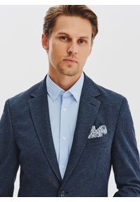 Pako Lorente - PAKO LORENTE - Granatowa marynarka w pepitkę z dzianiny. Kolor: niebieski. Materiał: dzianina. Sezon: jesień #5