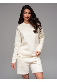 Ombre Clothing - Klasyczna bluza dresowa unisex z okrągłym dekoltem – kremowa V2 OU-SNBC-0104 - XL/XXL. Kolor: kremowy. Materiał: dresówka. Wzór: aplikacja. Styl: klasyczny #3