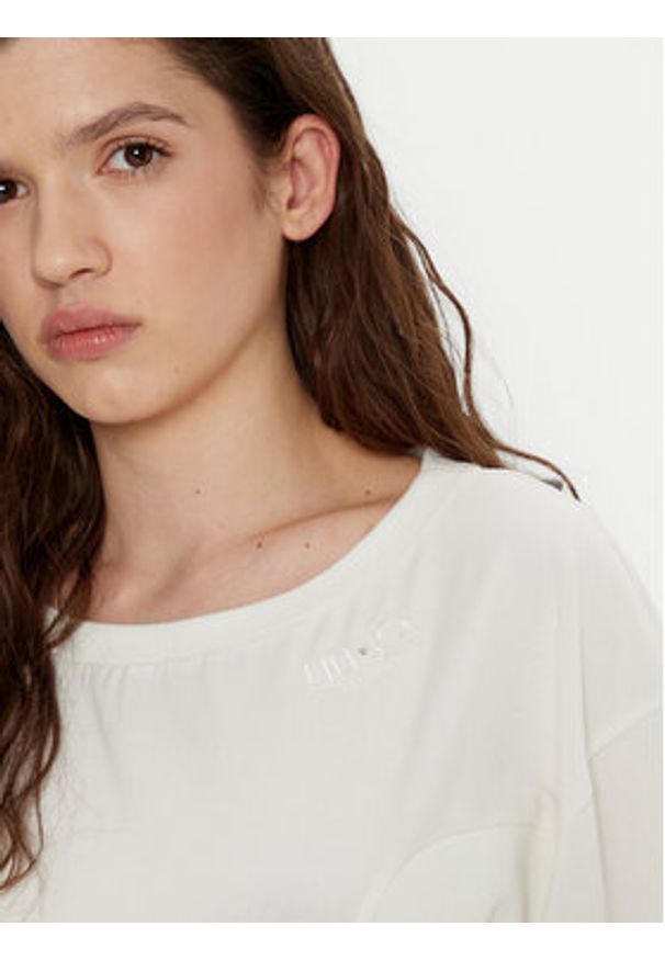 Liu Jo Sport T-Shirt TA5108 JS003 Écru Regular Fit. Materiał: bawełna. Styl: sportowy