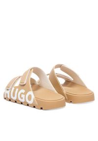 Hugo - HUGO Klapki Evander 50542042 Beżowy. Kolor: beżowy. Materiał: skóra #5