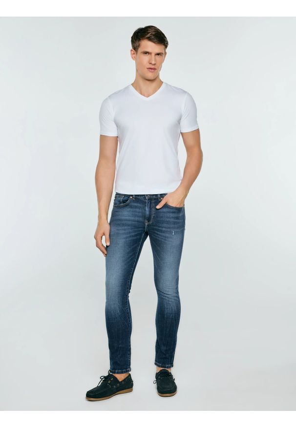 Big-Star - Jeansy męskie skinny niebieskie Owen 312. Okazja: na co dzień. Kolor: niebieski. Styl: casual, elegancki