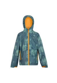 Regatta - Wodoodporna kurtka z nadrukiem dla dzieci. Kolor: niebieski, szary, wielokolorowy. Materiał: tkanina, poliester. Wzór: nadruk #1