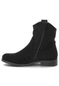 Botki damskie S.Barski, cholewka z materiału ażurowe wykończenie krótka cholewka fason zapinany na suwak pętla z tyłu stabilna niska podeszwa prosta. Okazja: na co dzień. Kolor: czarny. Materiał: materiał. Szerokość cholewki: normalna. Wzór: ażurowy. Obcas: na obcasie. Styl: casual, elegancki, klasyczny. Wysokość obcasa: średni #2