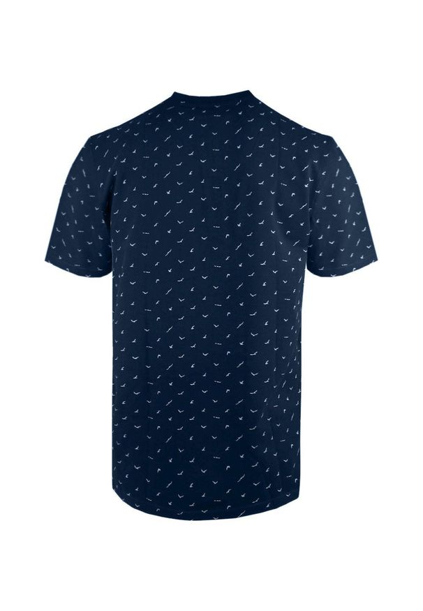 Męski T-Shirt, Dekolt z Guzikami - Pako Jeans - Granatowy, Drobny Wzór. Okazja: na co dzień. Kolor: niebieski. Materiał: bawełna. Styl: casual