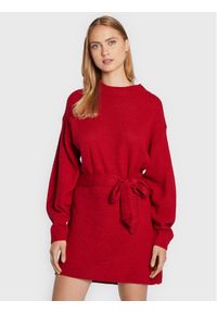 Glamorous Sukienka dzianinowa LC1029 Czerwony Regular Fit. Kolor: czerwony. Materiał: dzianina, bawełna
