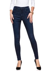 Wrangler - WRANGLER SUPER HIGH SKINNY TAINTED BLUE W27WSZ21H. Stan: podwyższony. Wzór: jednolity #8