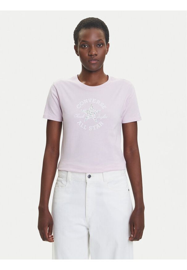 Converse T-Shirt Floral Chuck Taylor 10027751-A03 Różowy Regular Fit. Kolor: różowy. Materiał: bawełna
