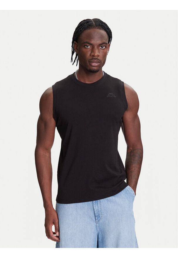 Kappa Tank top Logo Corpo Cadwal 303HZB0 Czarny Regular Fit. Kolor: czarny. Materiał: bawełna