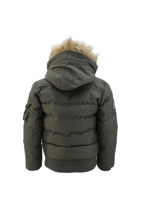 PEAK MOUNTAIN - Dziecięca kurtka puchowa Peak Mountain Ecoflik. Kolor: zielony. Materiał: puch