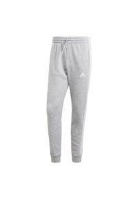 Adidas - Spodnie Essentials Fleece 3-Stripes Tapered Cuff. Kolor: szary. Materiał: polar, materiał