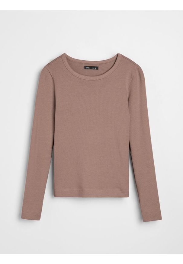 Sinsay - Koszulka z długimi rękawami - brązowy. Kolor: brązowy. Długość rękawa: długi rękaw. Długość: długie